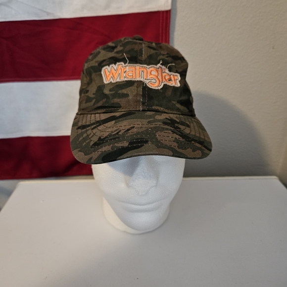 Wrangler Camo with Orange Logo Baseball Ballcap Youth - Picture 1 of 8